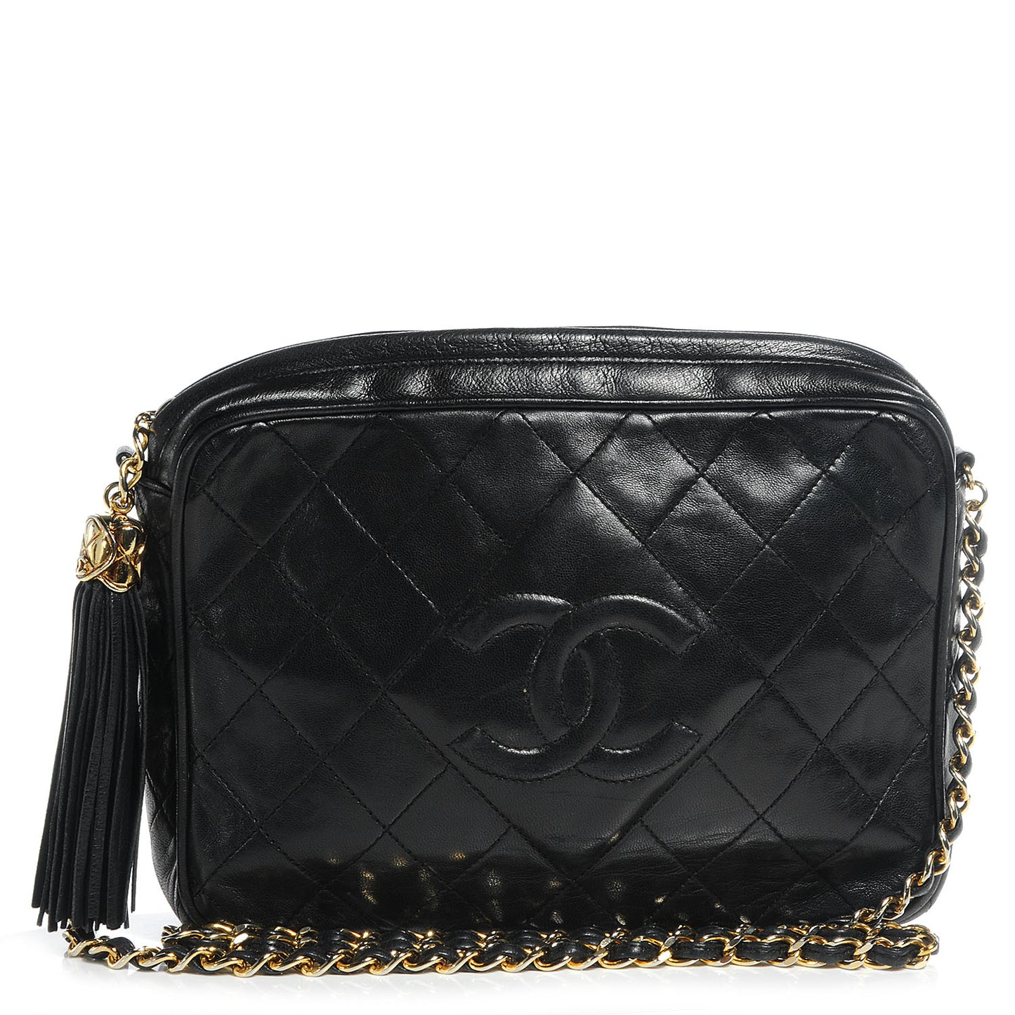 Lambskin Tassel Camera Case Black