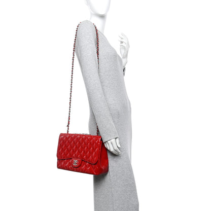 Chanel Patent Quilted Jumbo Single Flap Red 2 of 14