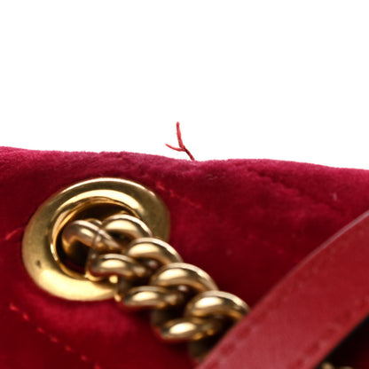 Gucci Velvet Matelasse Medium GG Marmont Shoulder Bag Hibiscus Red 14 of 15