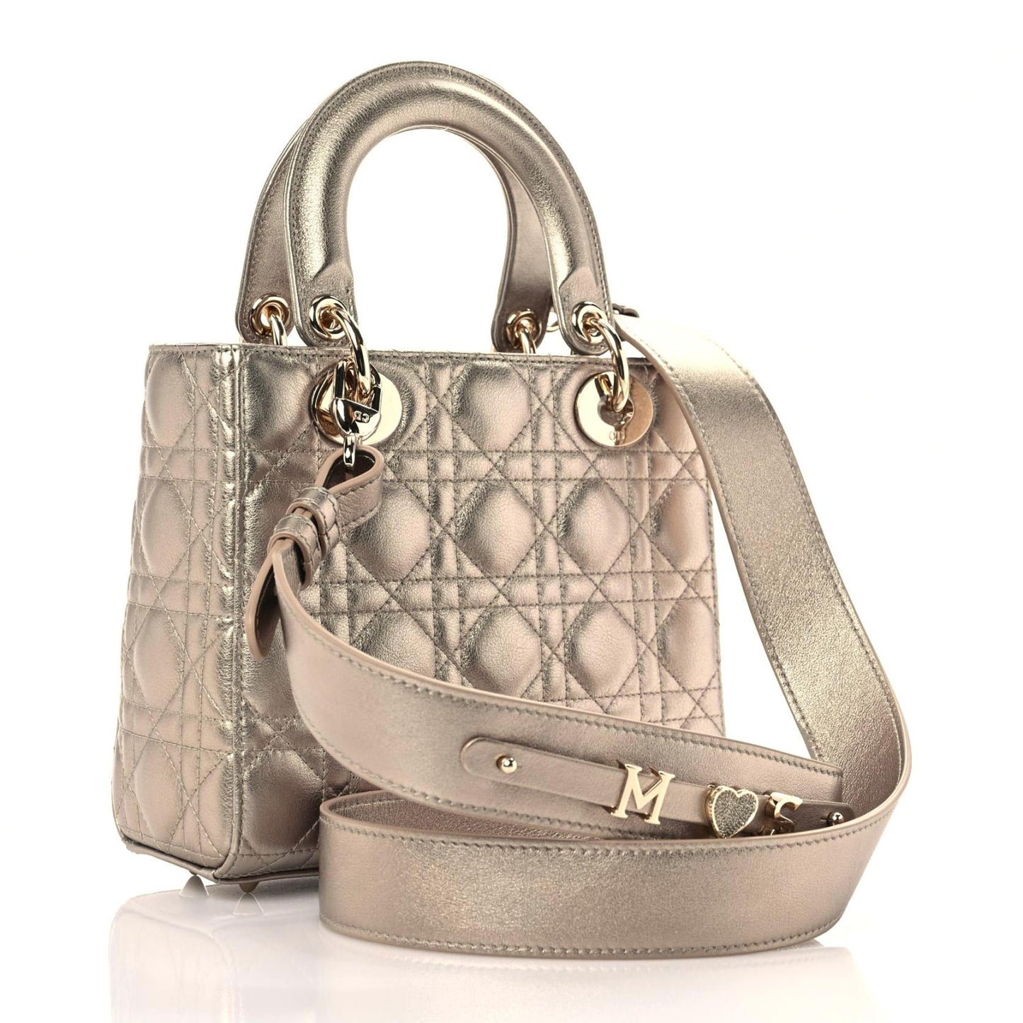 Metallic Calfskin Cannage Small My ABCDior Lady Dior Gold