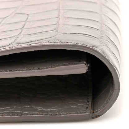 Saint Laurent Croc Embossed Calfskin Classic Kate Monogram Clutch Fog 10 of 10