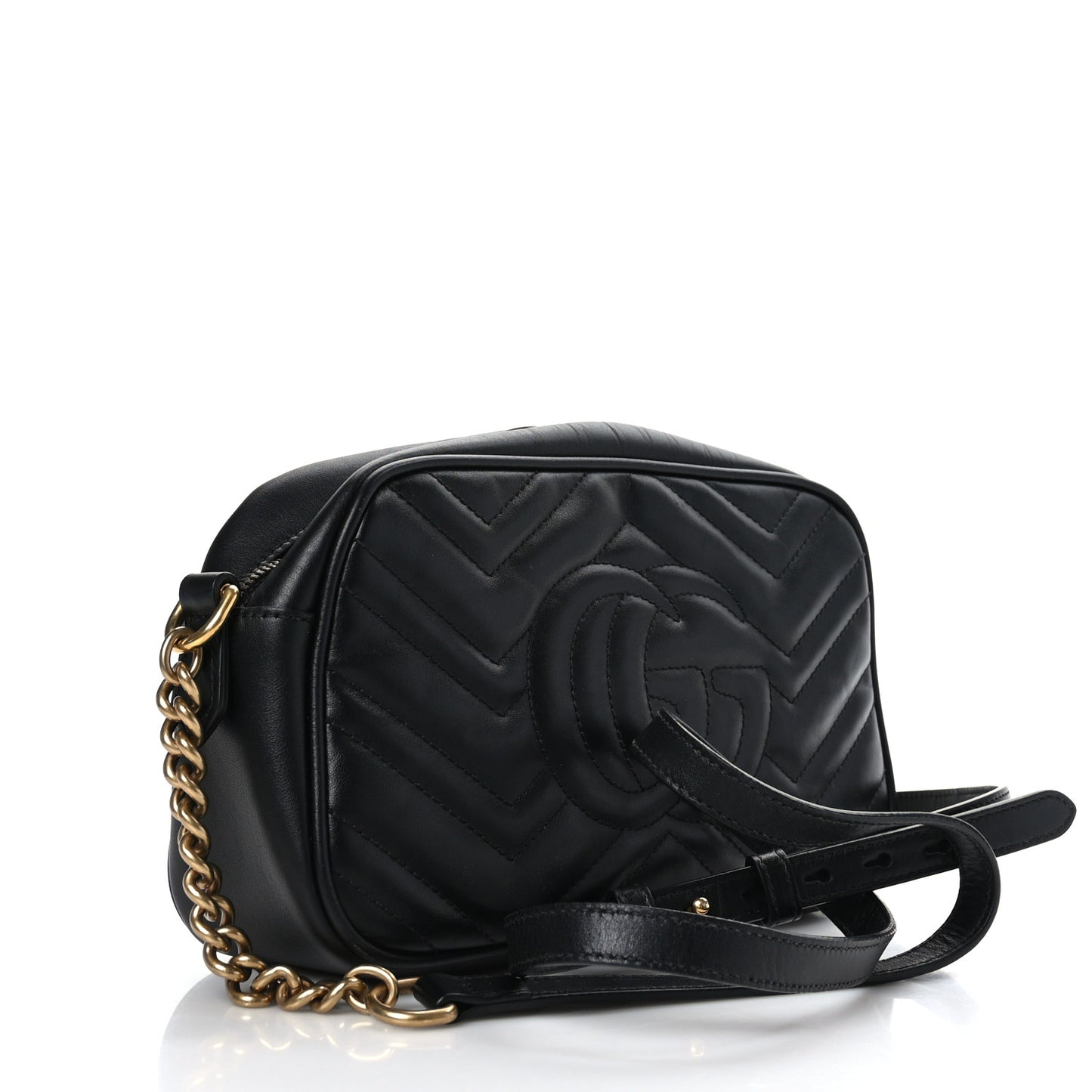 Calfskin Matelasse Small GG Marmont Chain Shoulder Bag Black