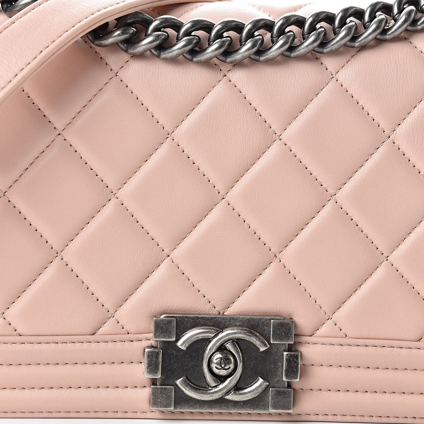 Lambskin Quilted Small Boy Flap Light Pink