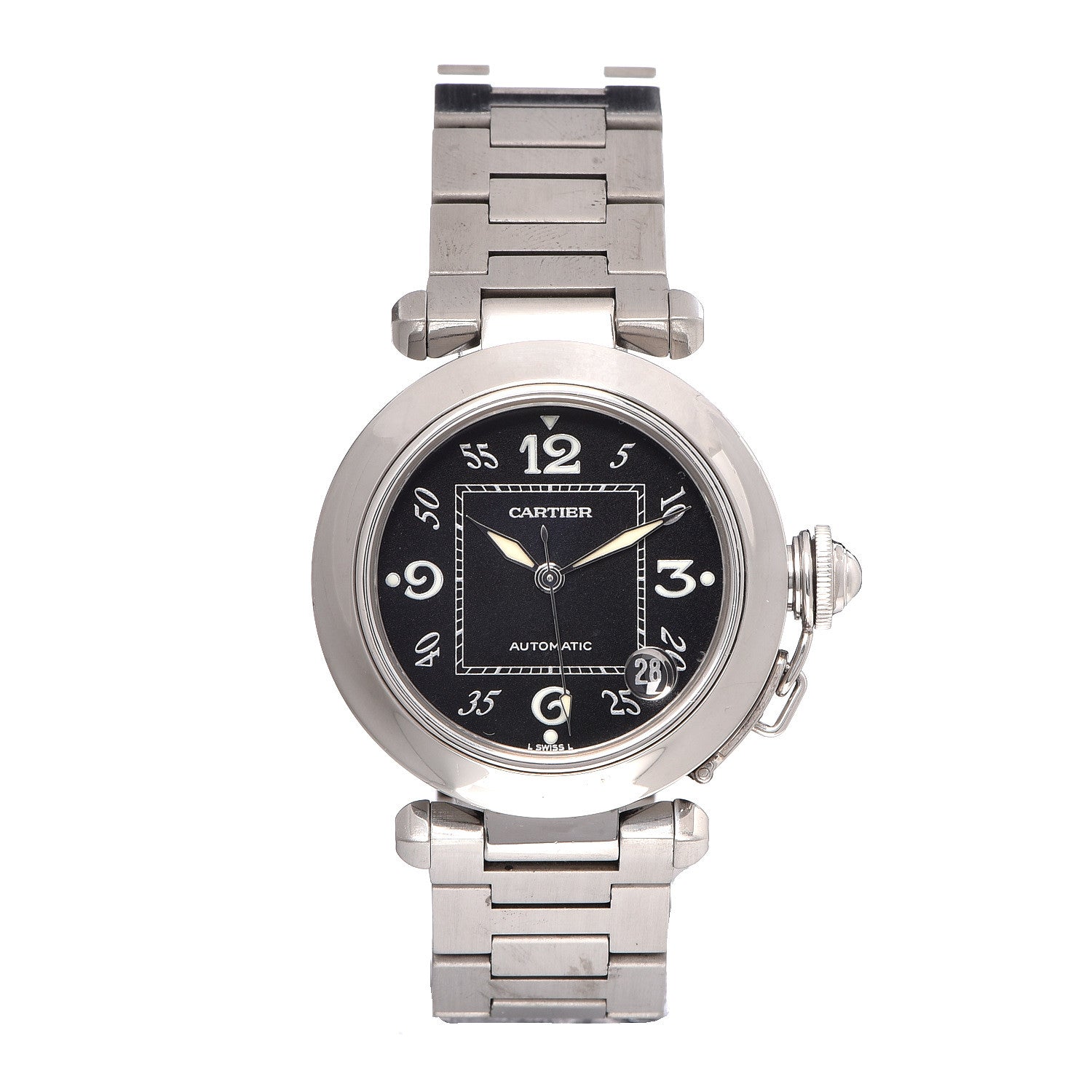 Cartier Stainless Steel 35mm Pasha C Automatic Watch Black 1 of 6