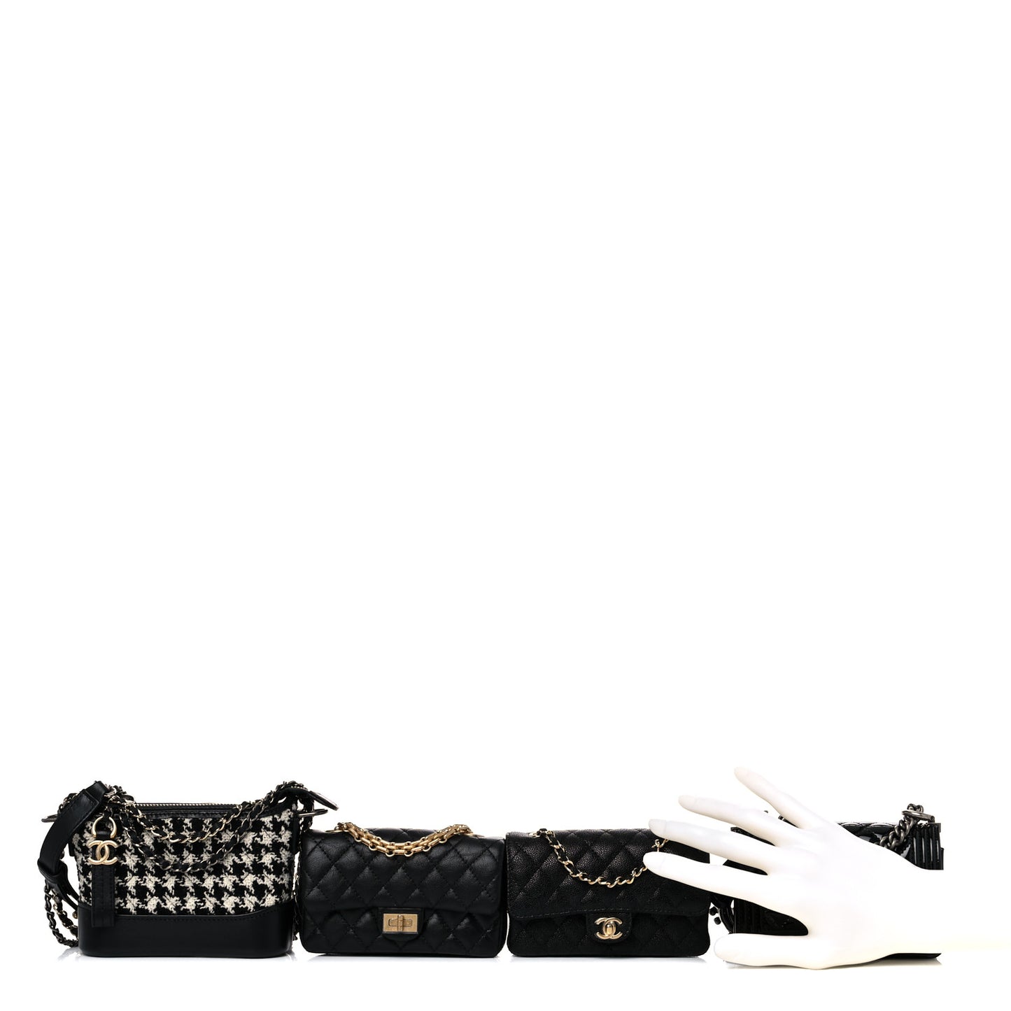Lambskin Calfskin Tweed Success Story Set of 4 Minis Bags Black