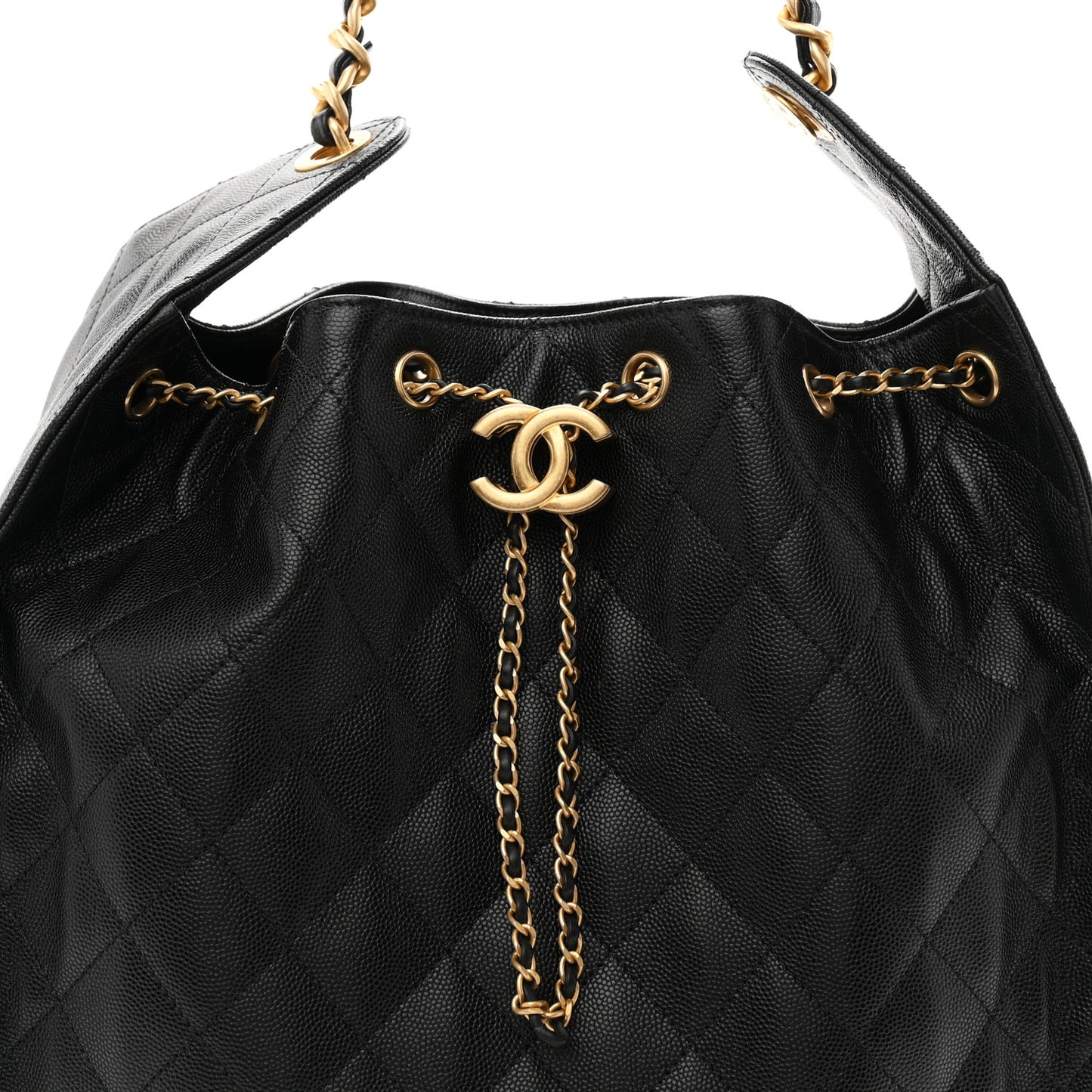 Caviar Quilted Medium Chanel 25 Handbag Black