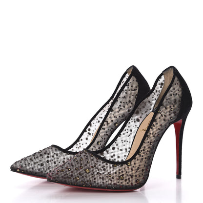 Christian Louboutin Tulle Glitter Follies Lace 100 Pumps 37.5 Black 2 of 9