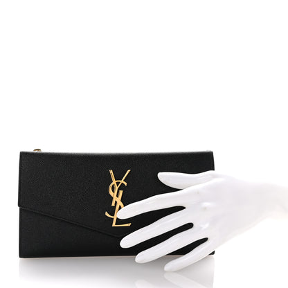 Saint Laurent Grain De Poudre Monogram Uptown Wallet Black 2 of 7