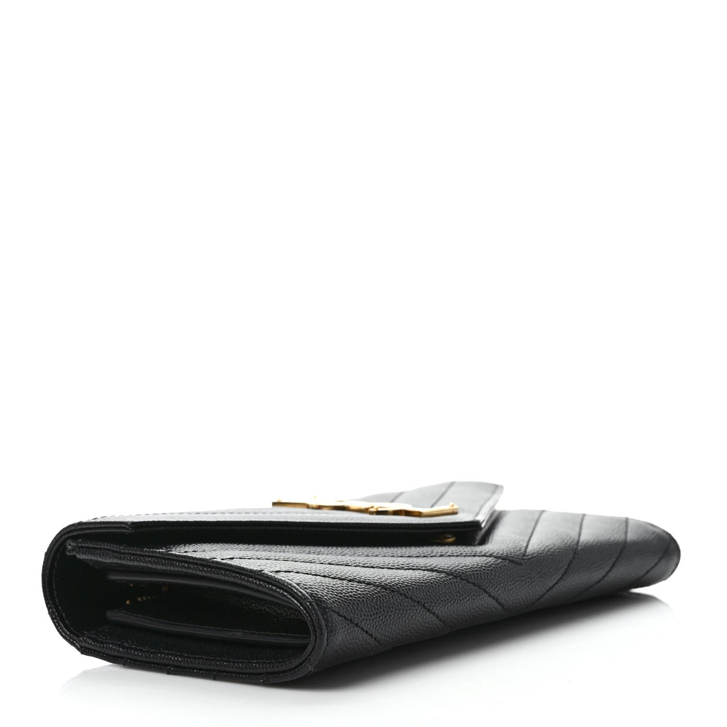 Grain De Poudre Matelasse Chevron Monogram Flap Wallet Black