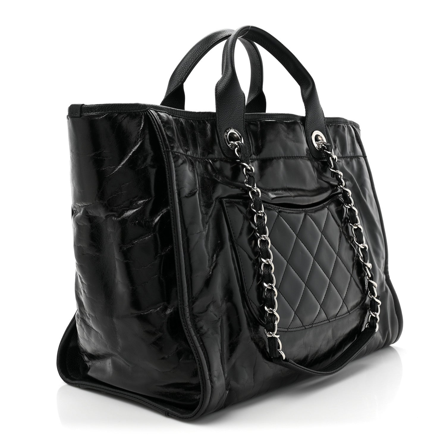 Chanel Glazed Calfskin Medium Deauville Tote Black 3 of 14