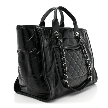 Chanel Glazed Calfskin Medium Deauville Tote Black 3 of 14