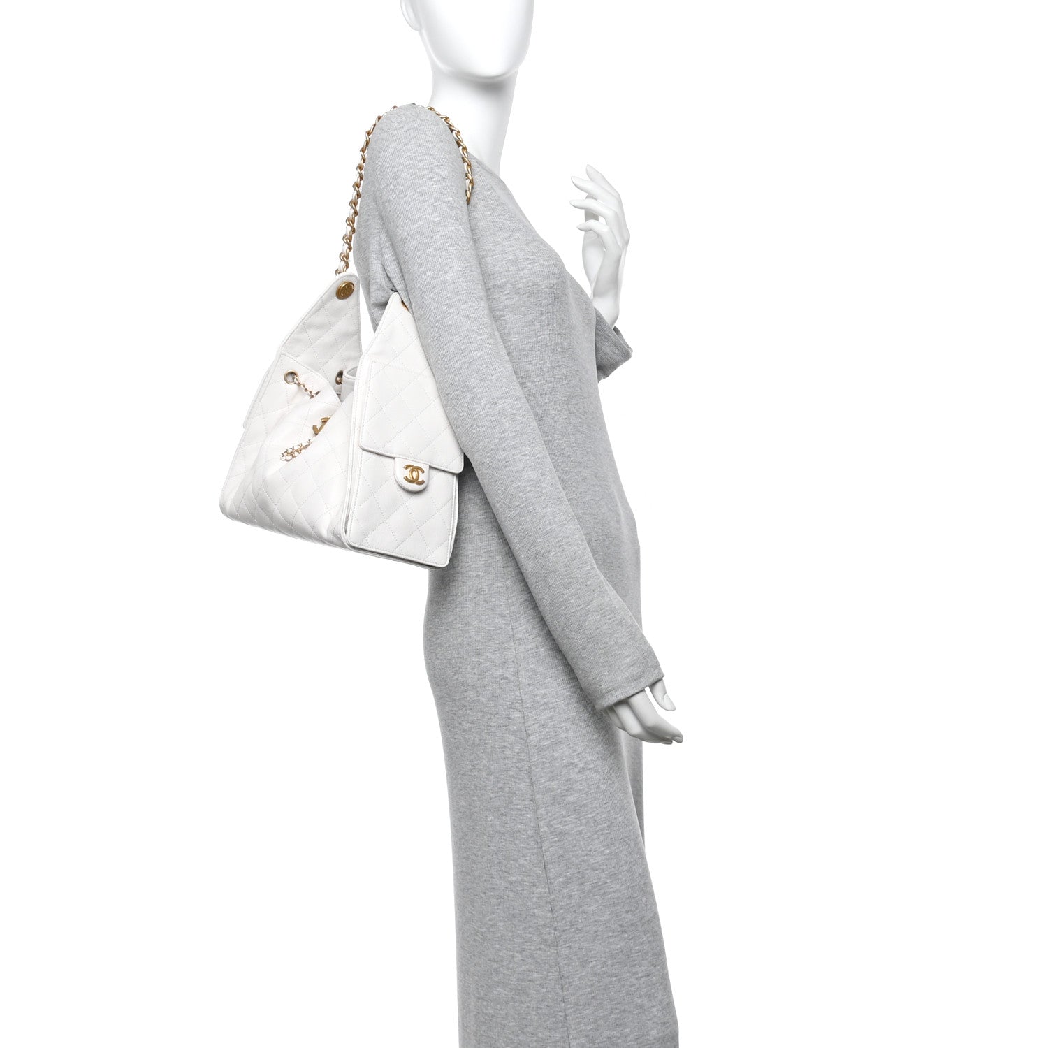 Chanel Caviar Quilted Small Chanel 25 Handbag White 2 of 14
