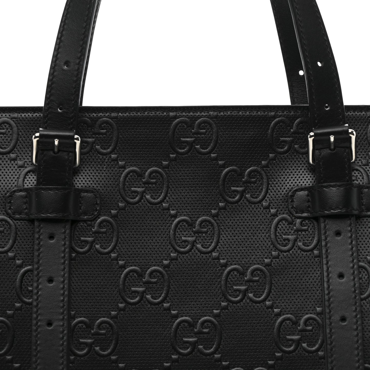 Calfskin GG Tennis Embossed Tote Bag Black