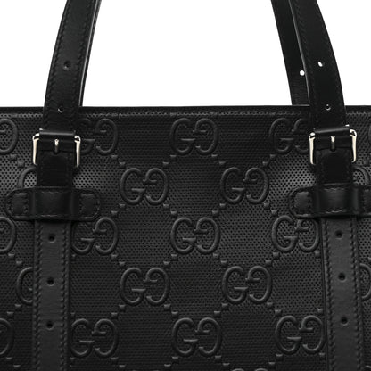 Gucci Calfskin GG Tennis Embossed Tote Bag Black 8 of 11
