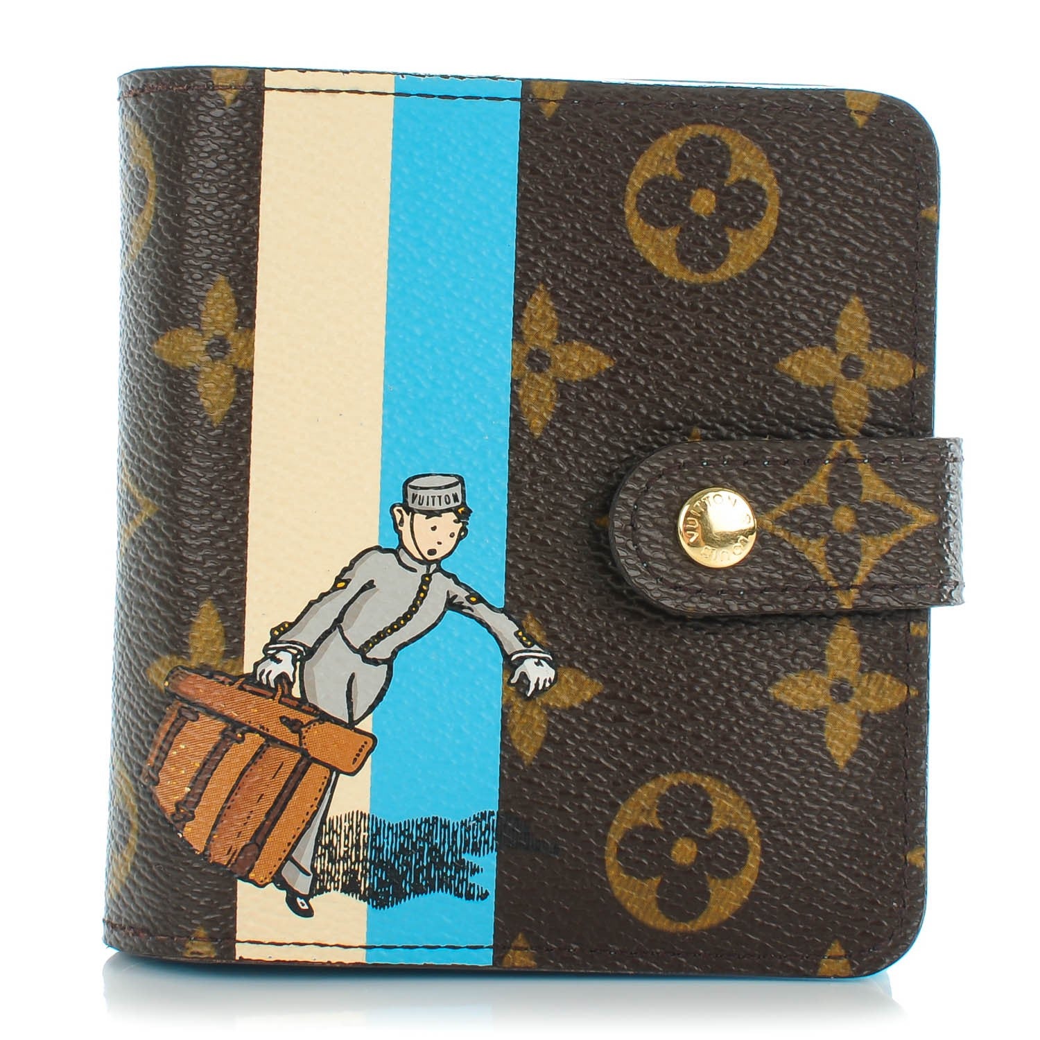 Louis Vuitton Monogram Groom Compact Zip Wallet Blue 1 of 7