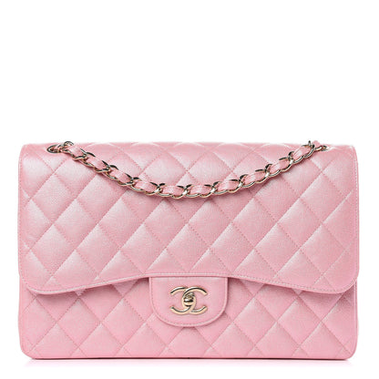 Chanel Iridescent Caviar Quilted Jumbo Double Flap Rose Pink 1 of 10