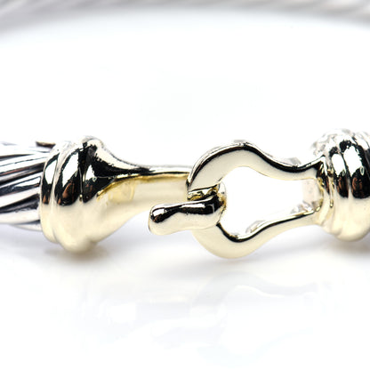 David Yurman Sterling Silver 14K Yellow Gold 7mm Cable Classic Buckle Bracelet 4 of 7