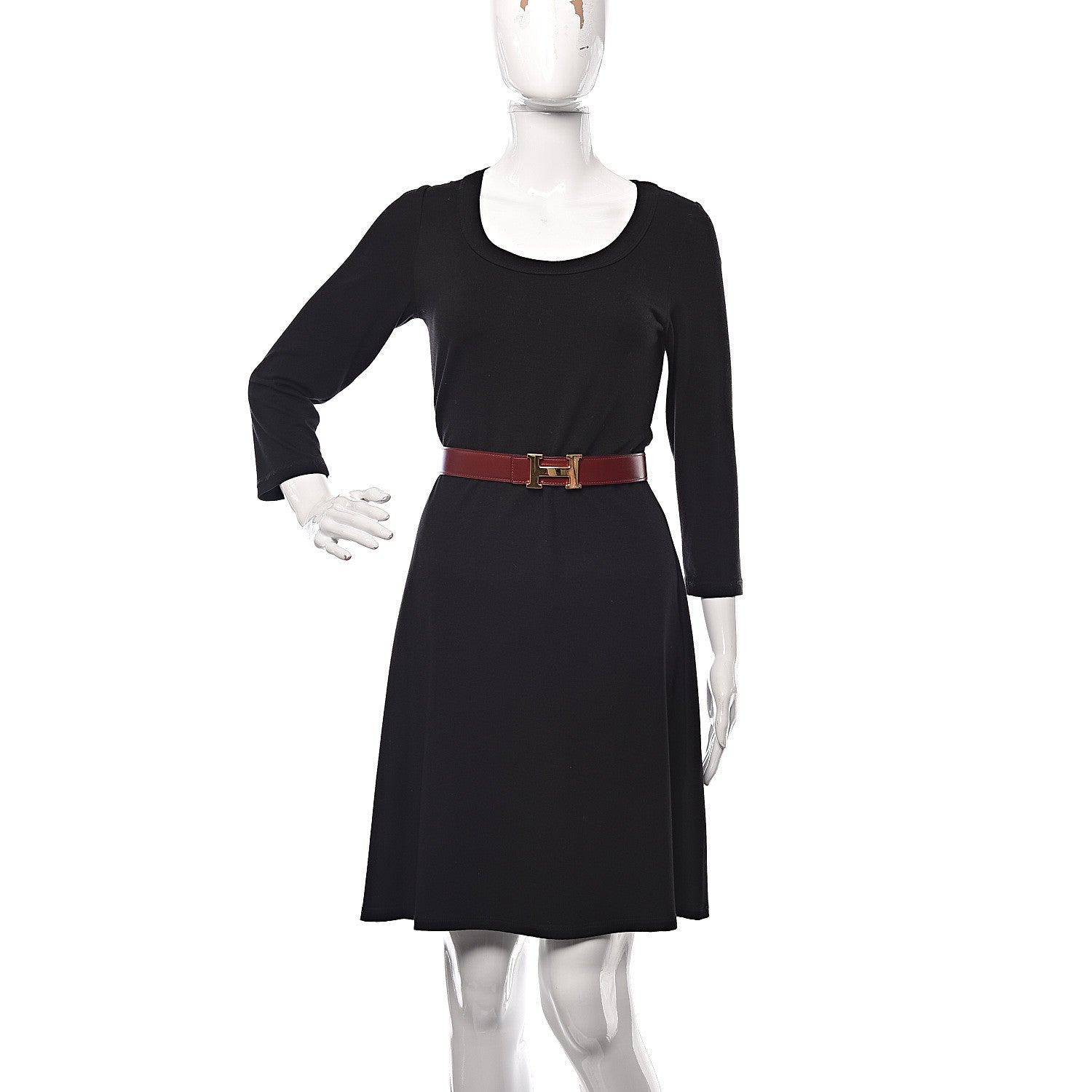 Hermes Tadelakt Togo 32mm H Belt 85 Chocolate Rouge H 2 of 7