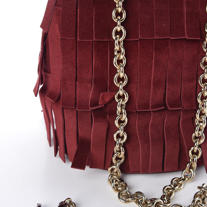 Burberry Suede Fringe Mini Bucket Bag Cherry 9 of 12
