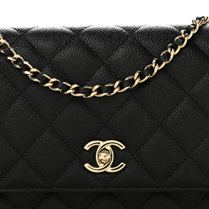 Chanel Caviar Quilted Bow Wallet On Chain WOC Black 9 of 13