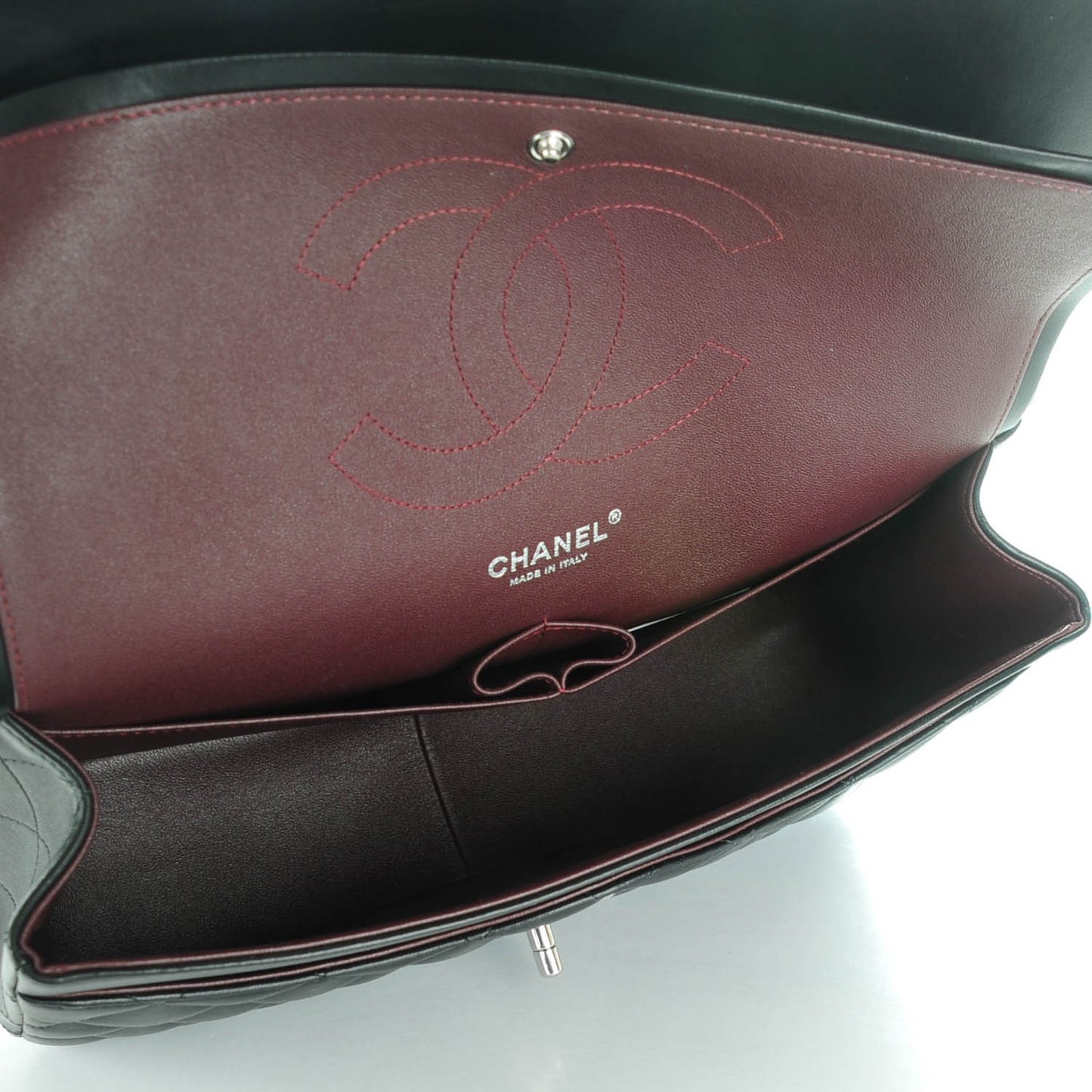 Lambskin Quilted Jumbo Double Flap Black