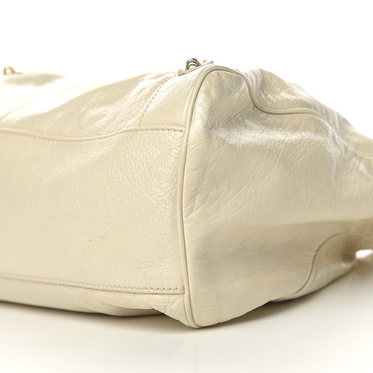 Agneau Giant 12 Gold Hardware Velo Blanc Creme Light Craie