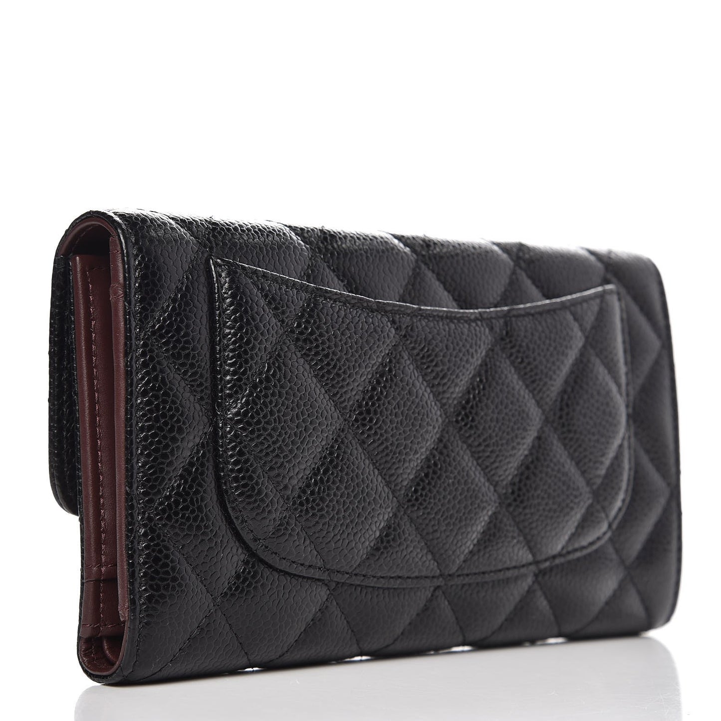 Caviar Quilted Large Flap Wallet Black
