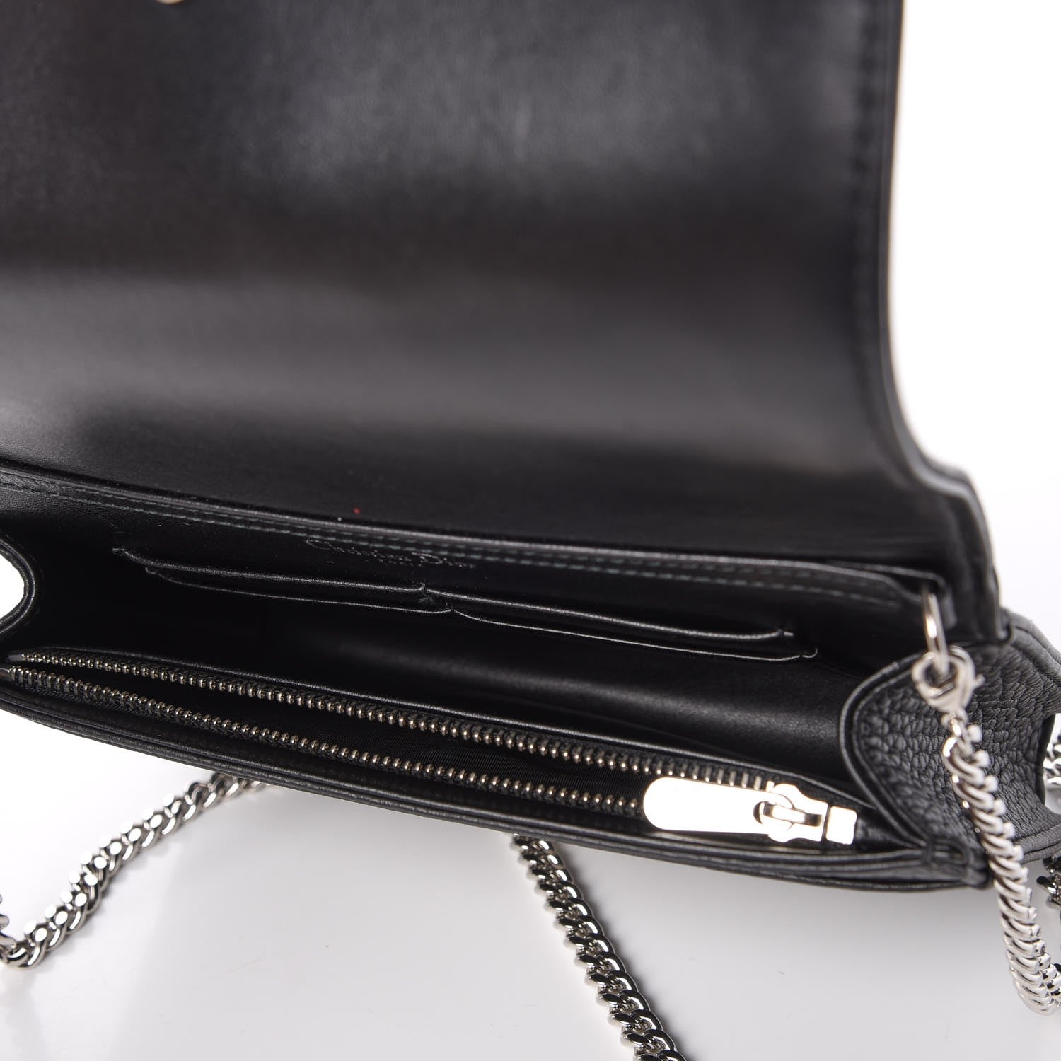 Christian Dior Grained Calfskin Diorama Wallet on Chain Pouch Black 5 of 8