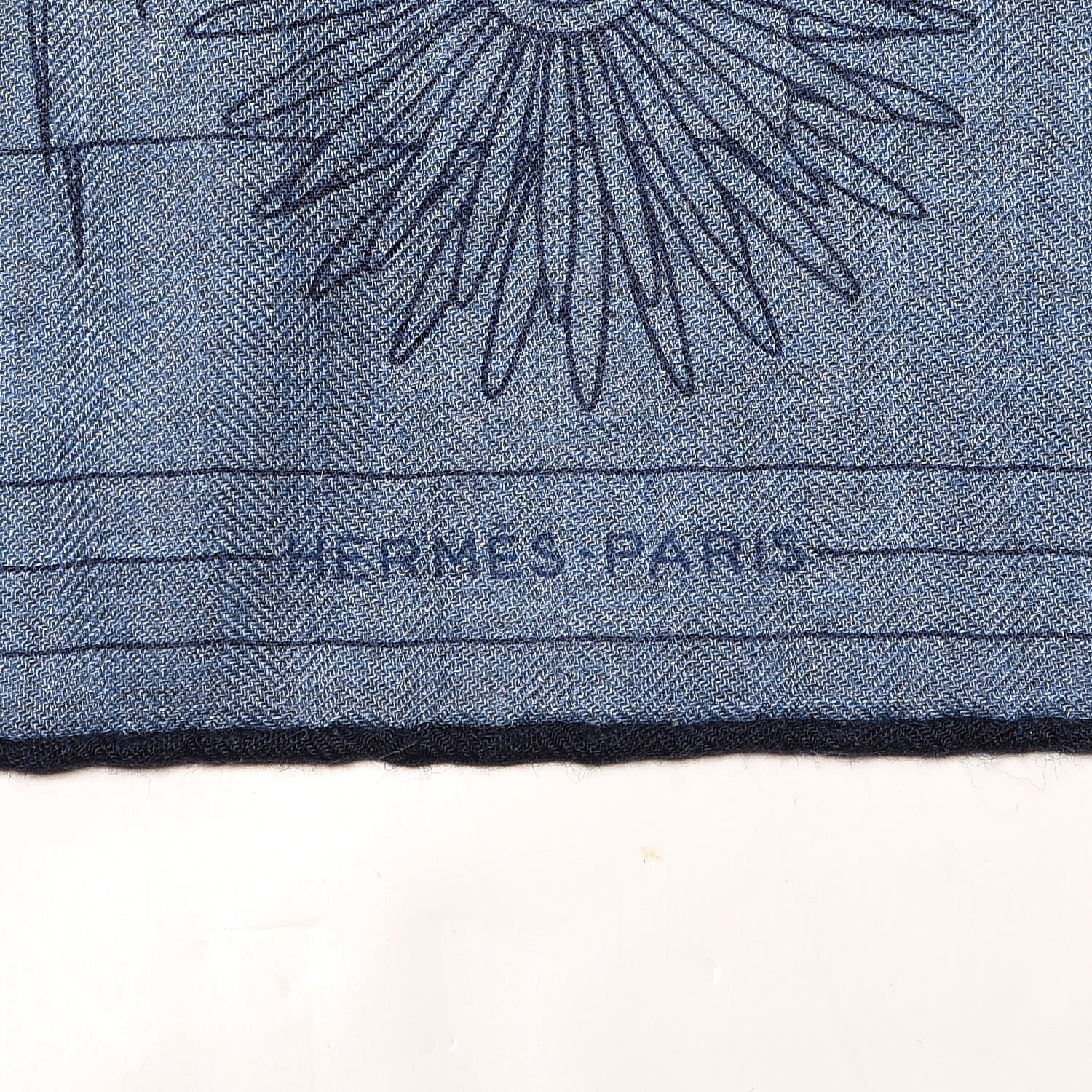 Hermes Cashmere Silk C'Est La Fete Scarf Shawl 140 Bleu Chine Marine 3 of 5