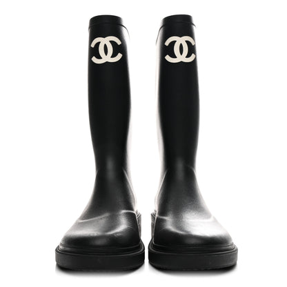 Chanel Caoutchouk CC High Boots 39 Black 3 of 9
