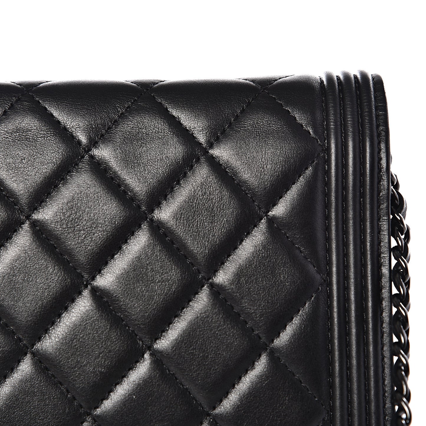 Calfskin Quilted Boy Wallet On Chain WOC So Black