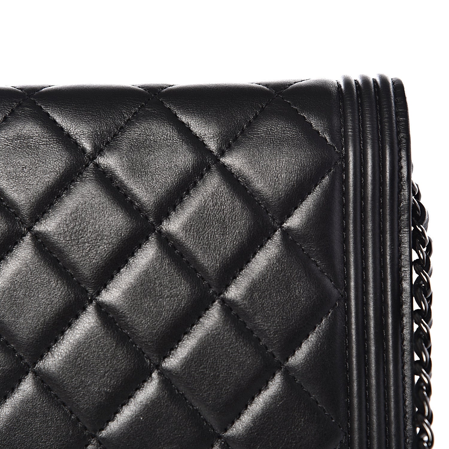 Chanel Calfskin Quilted Boy Wallet On Chain WOC So Black 12 of 12