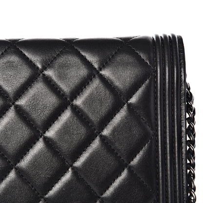 Chanel Calfskin Quilted Boy Wallet On Chain WOC So Black 12 of 12