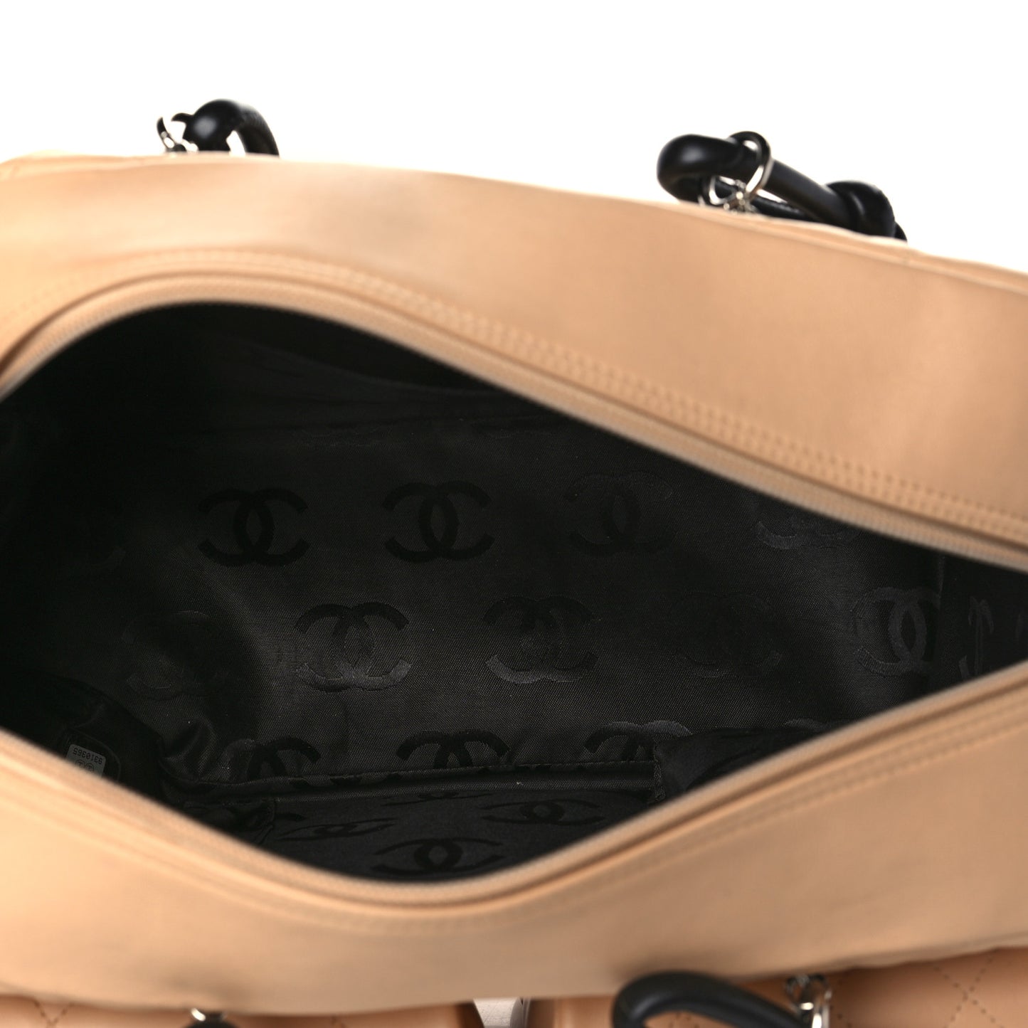 Calfskin Quilted Large Cambon Multipocket Reporter Beige Black