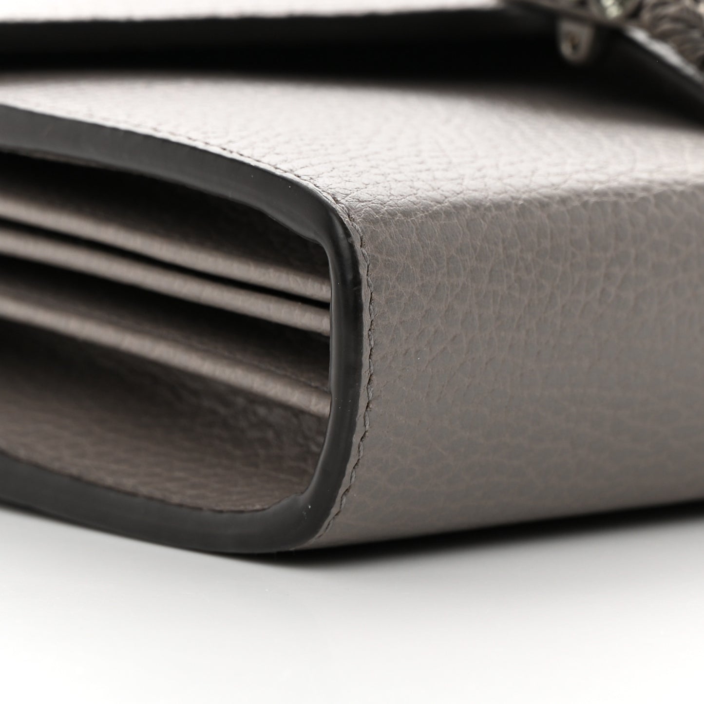 Dollar Calfskin Crystal Mini Dionysus Chain Wallet Dusty Grey Black Diamond