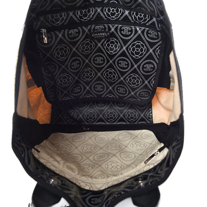 Chanel Coated Canvas Camellia Medium Shopping Tote Black Beige 8 of 10