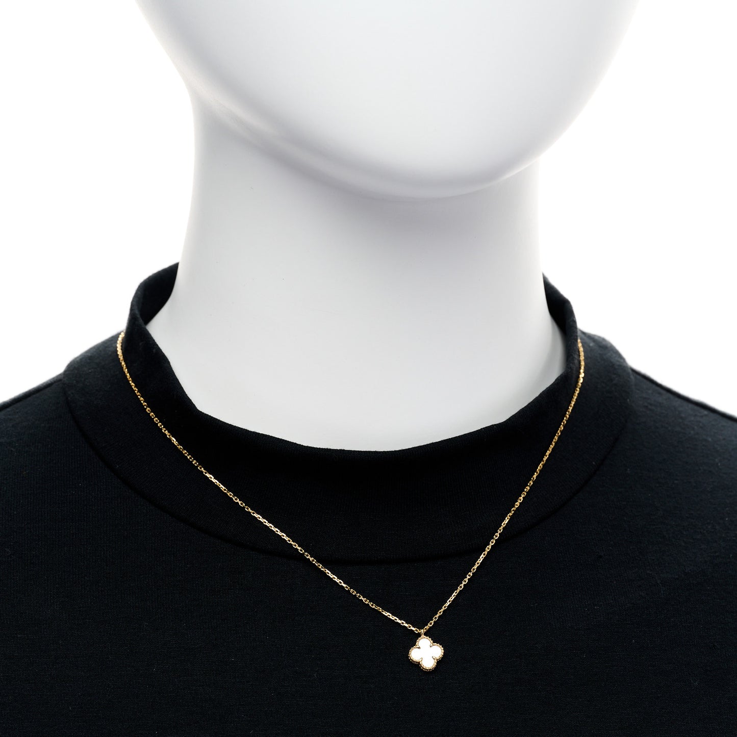 18K Yellow Gold Mother of Pearl Sweet Alhambra Pendant Necklace