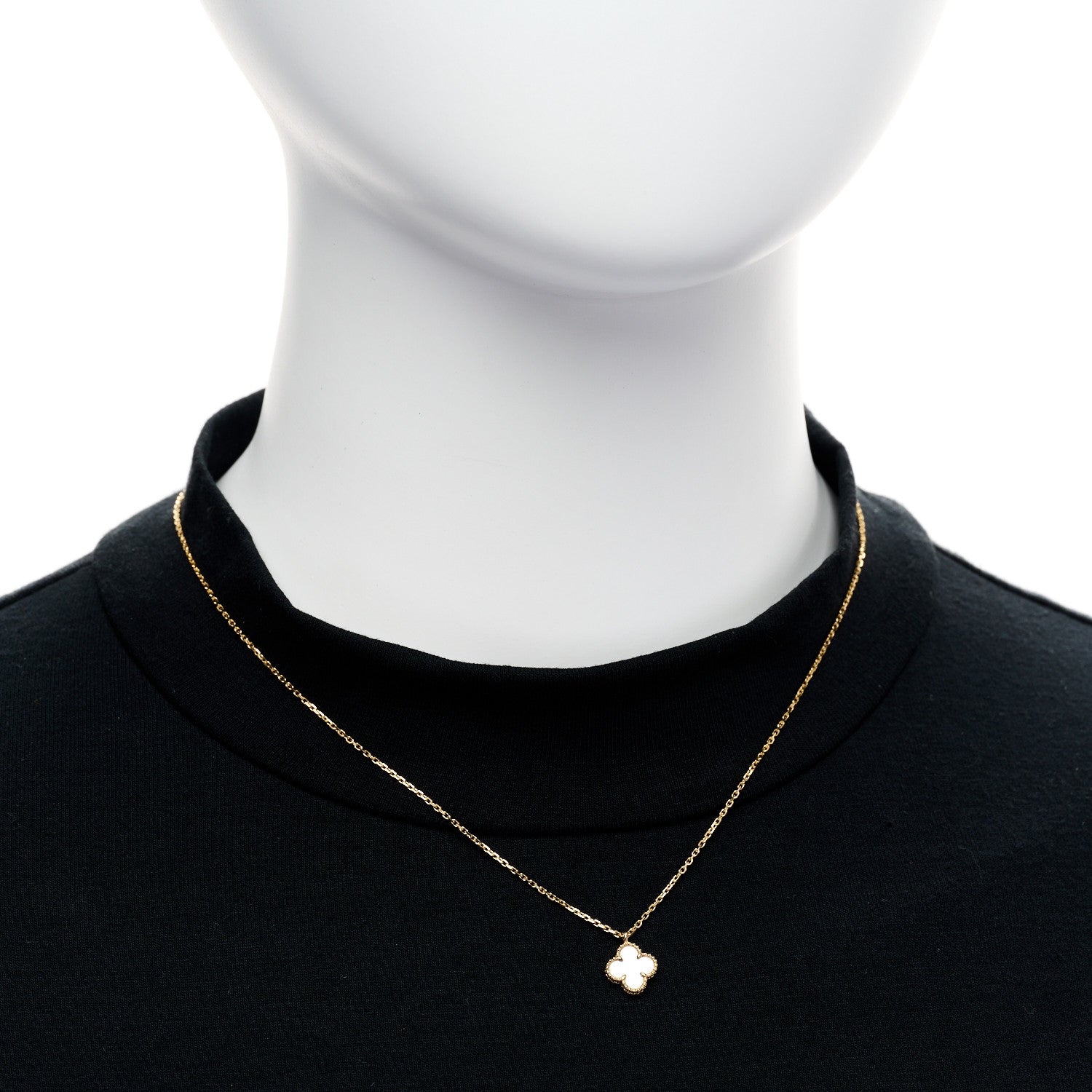 Van Cleef & Arpels 18K Yellow Gold Mother of Pearl Sweet Alhambra Pendant Necklace 2 of 6