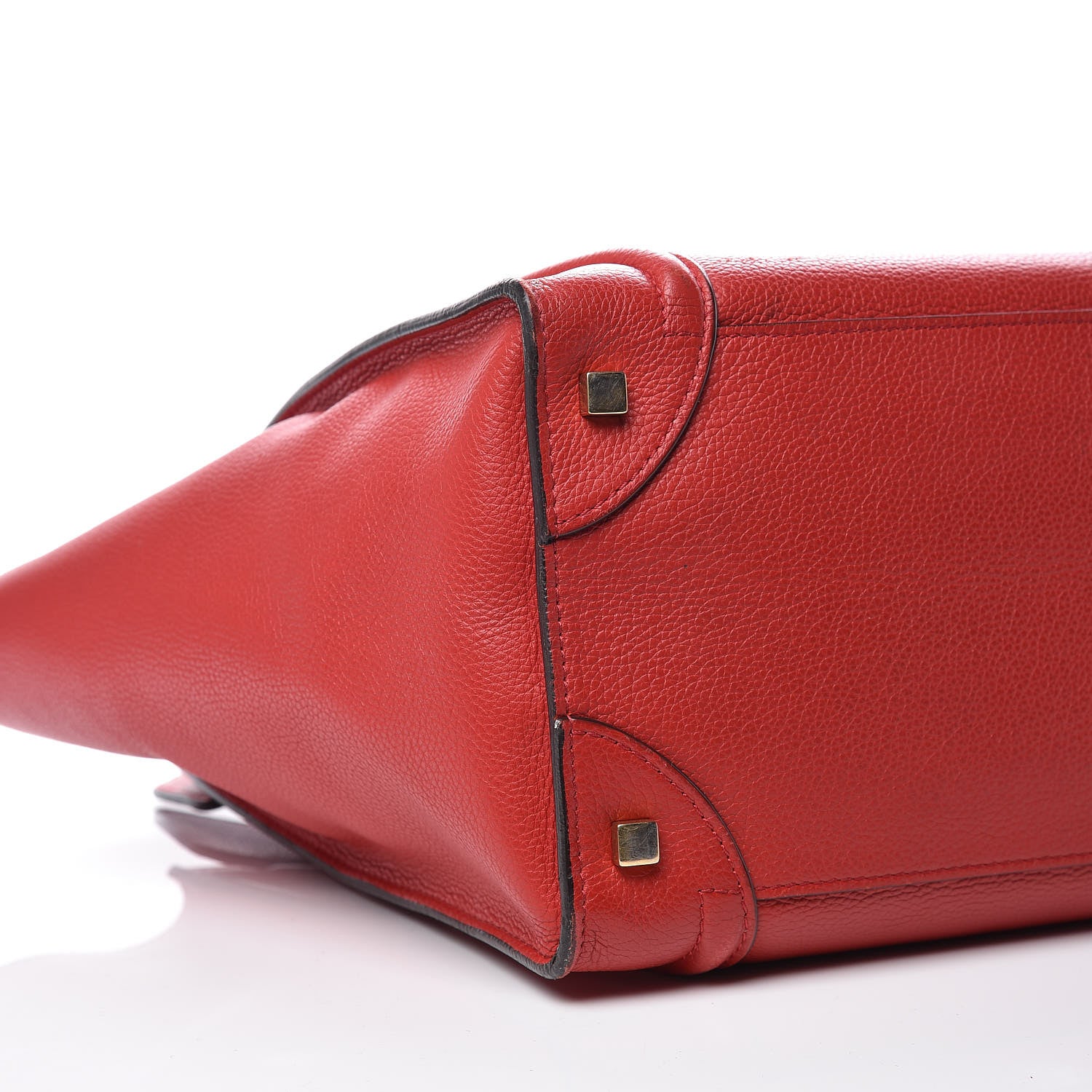 Celine Drummed Calfskin Mini Luggage Coquelicot 5 of 12