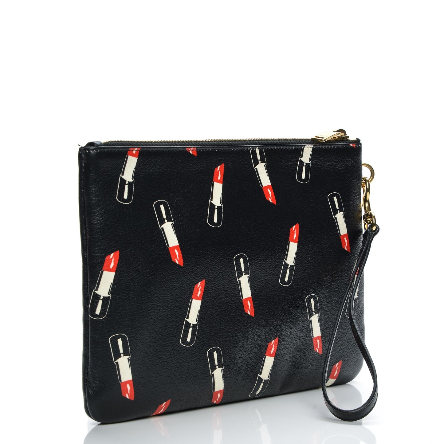 Calfskin Lipstick Print Monogram Pouch Black