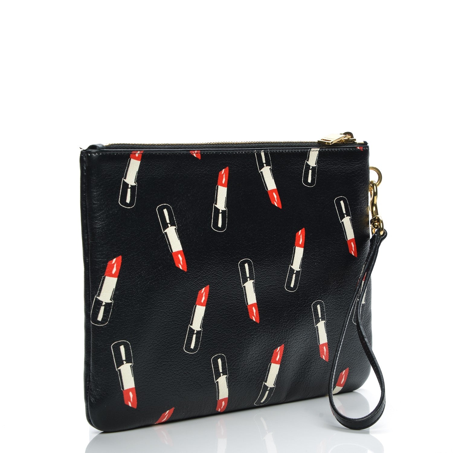 Saint Laurent Calfskin Lipstick Print Monogram Pouch Black 3 of 7