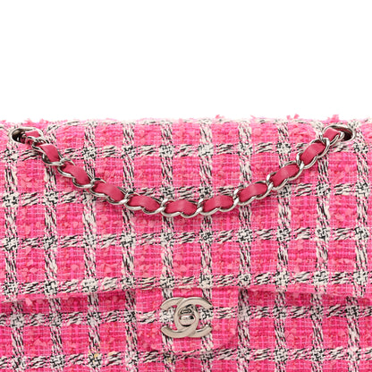 Chanel Tweed Quilted Medium Double Flap Hot Pink 8 of 11