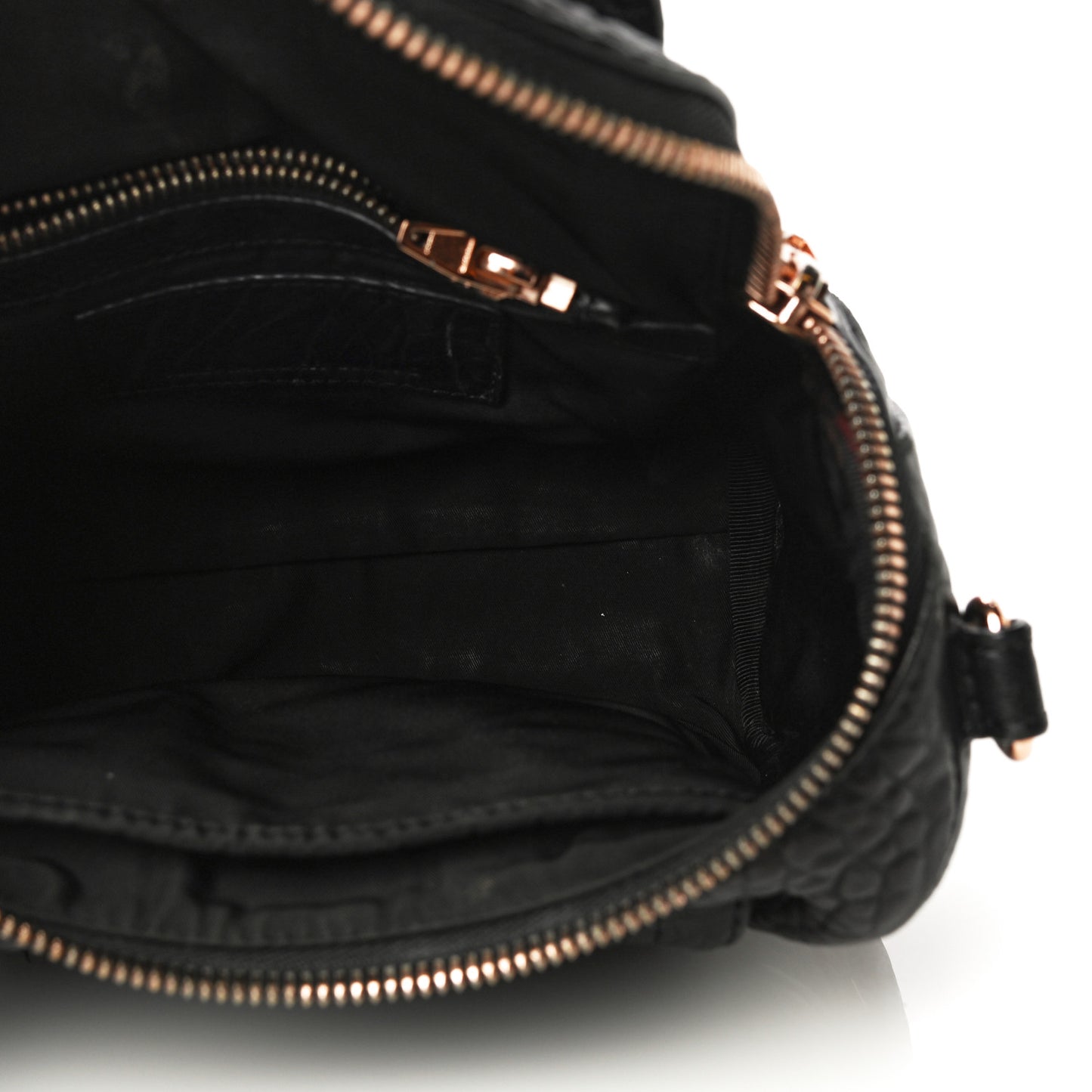 Pebbled Lambskin Mini Rockie Black Rose Gold Hardware