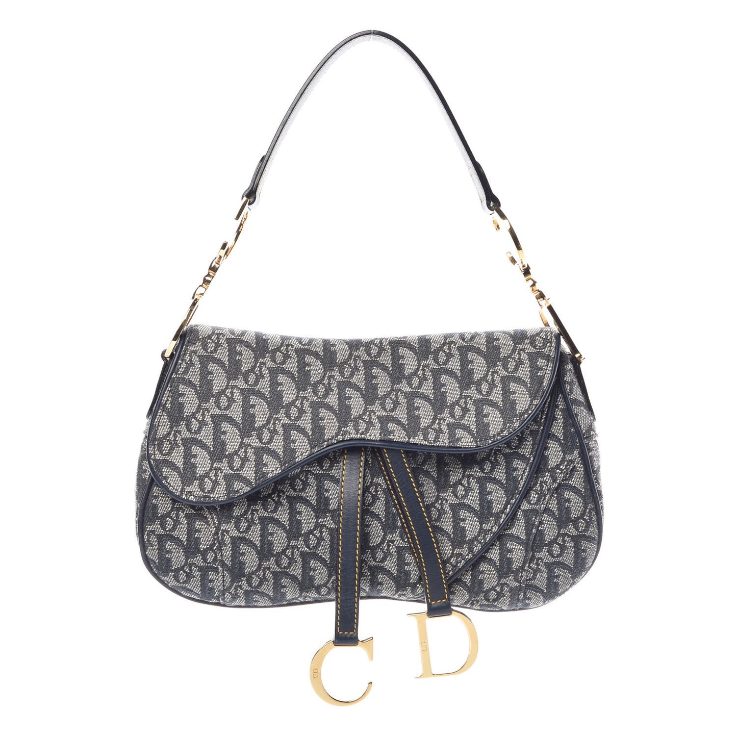 Monogram Double Saddle Bag Navy Blue