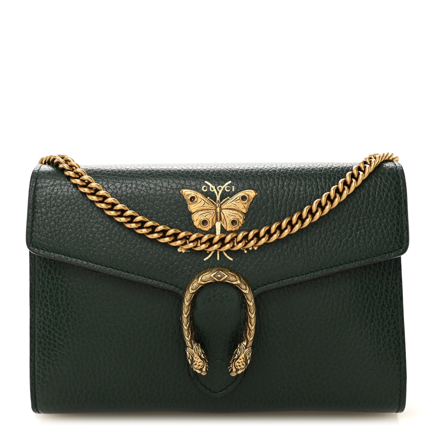 Calfskin Garden Dionysus Chain Wallet Emerald