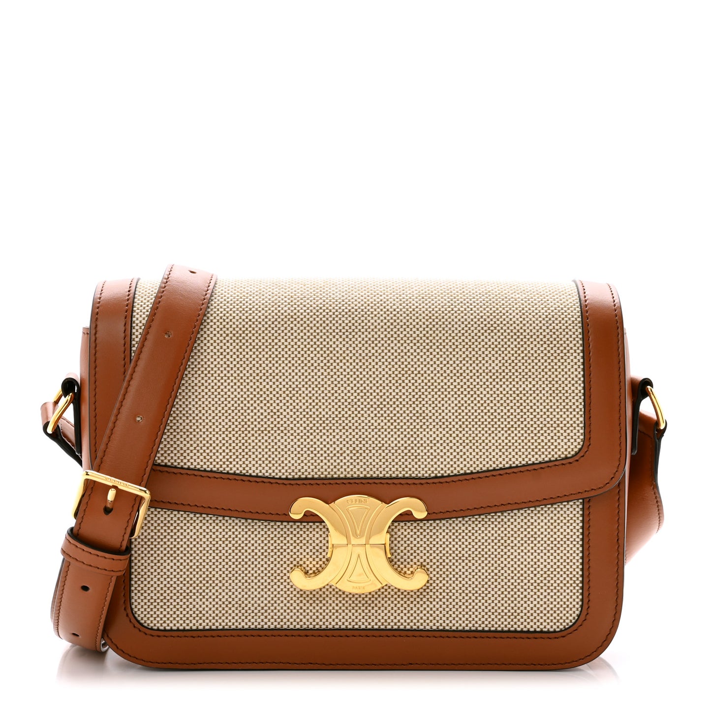 Textile Calfskin Classique Triomphe Bag Natural Tan