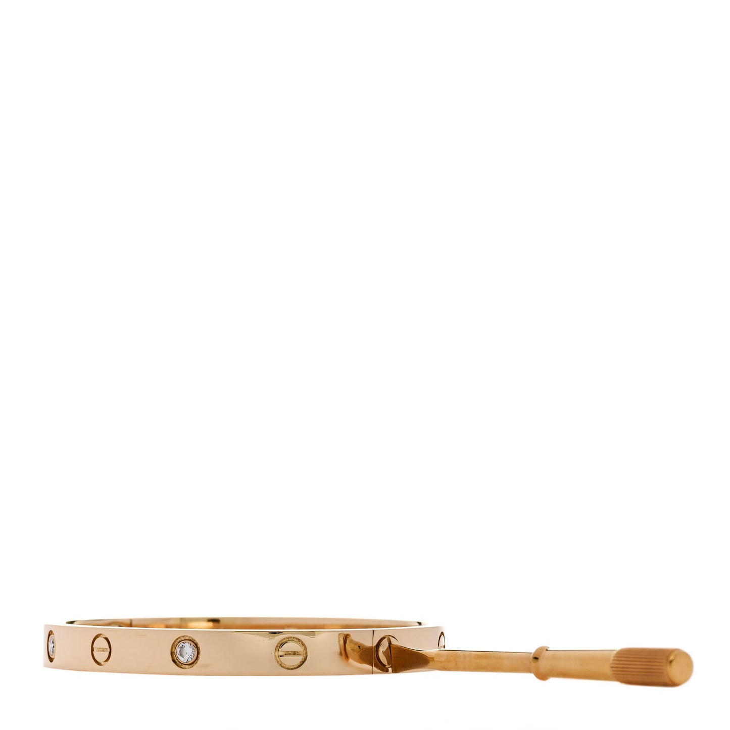 18K Yellow Gold 4 Diamond LOVE Bracelet 17