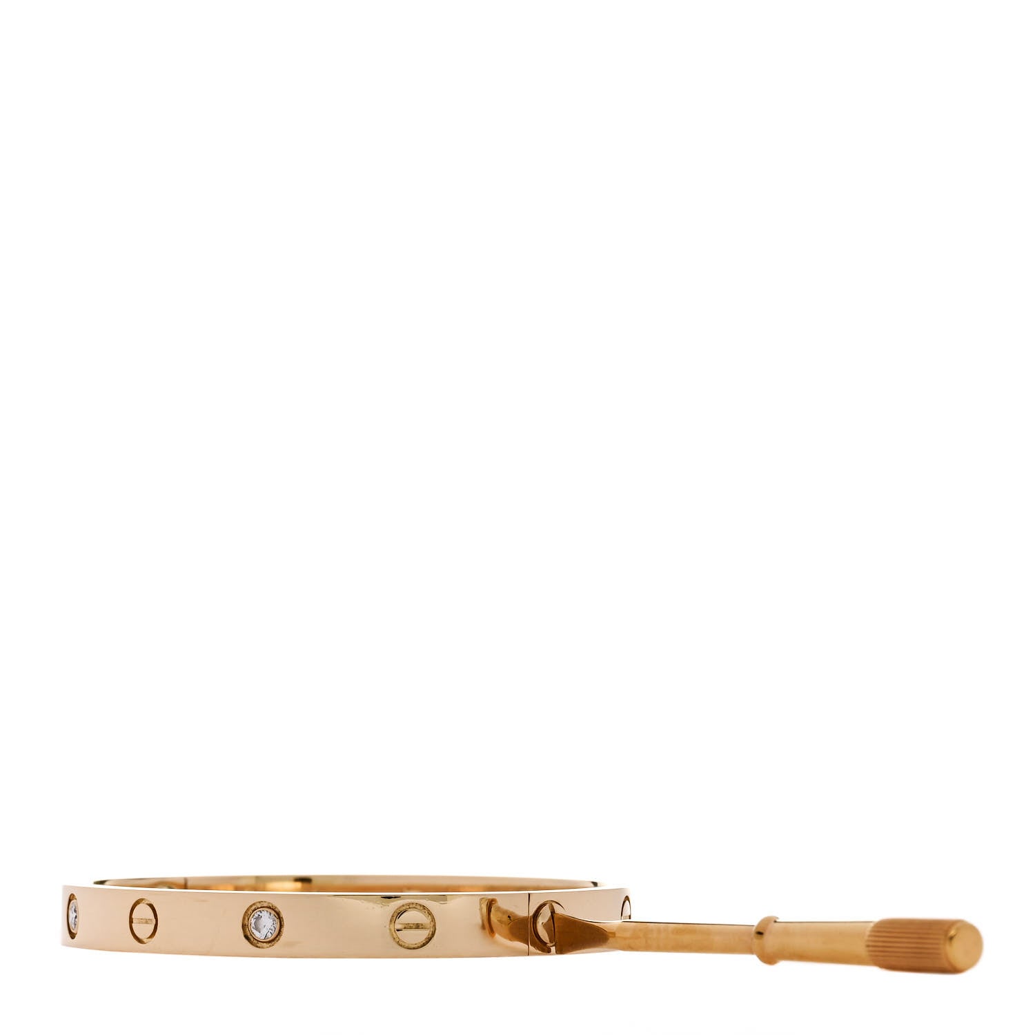 Cartier 18K Yellow Gold 4 Diamond LOVE Bracelet 17 3 of 9