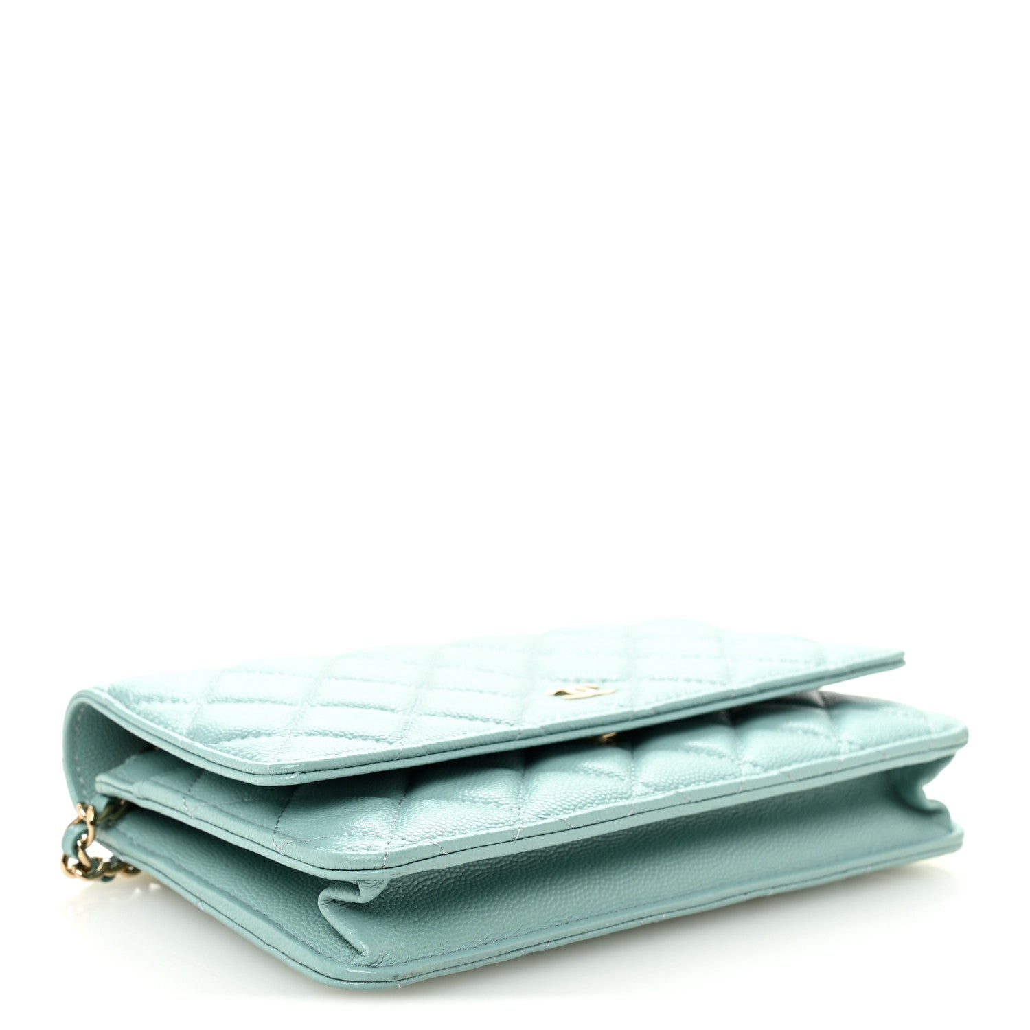 Chanel Caviar Quilted Wallet on Chain WOC Light Blue 4 of 12