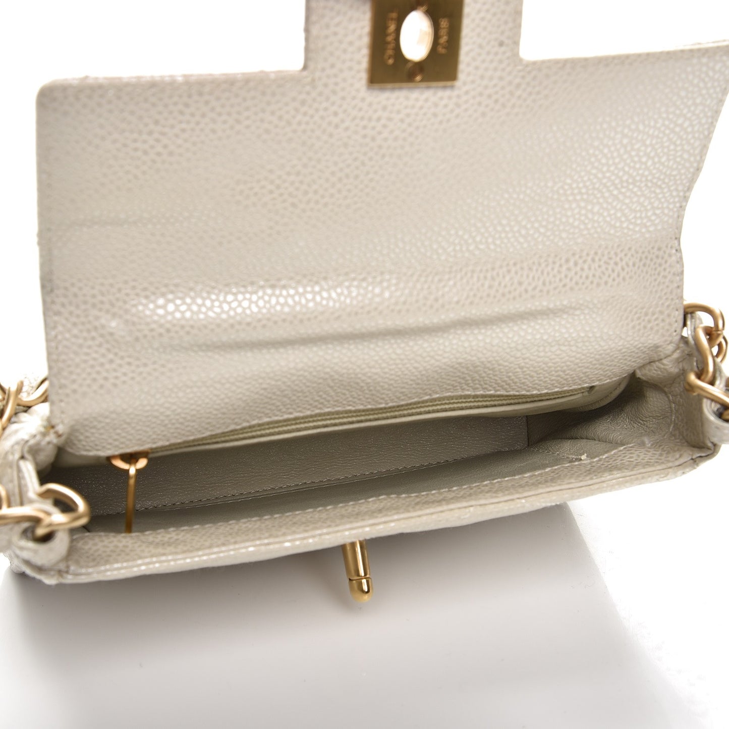 Caviar Quilted Mini Evening Bag Pearl